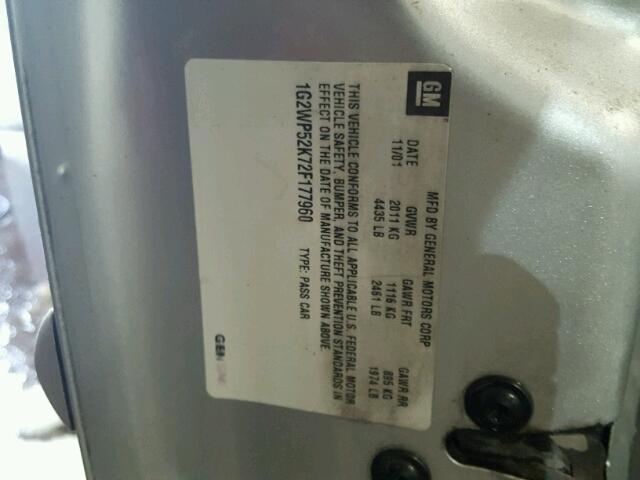 1G2WP52K72F177960 - 2002 PONTIAC GRAND PRIX SILVER photo 10