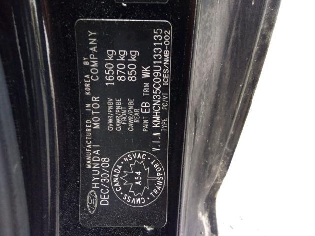 KMHCN35C09U133135 - 2009 HYUNDAI ACCENT SE BLACK photo 9