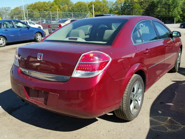 1G8ZS57B78F191909 - 2008 SATURN AURA XE RED photo 4