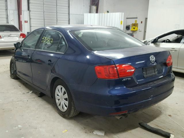 3VW2K7AJ1DM350613 - 2013 VOLKSWAGEN JETTA BASE 蓝色 照片 3