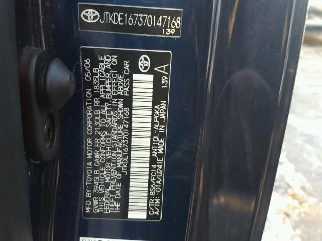 JTKDE167370147168 - 2007 TOYOTA SCION TC 蓝色 照片 10