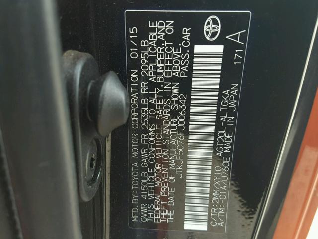 JTKJF5C76FJ006342 - 2015 TOYOTA SCION TC 双色 照片 10