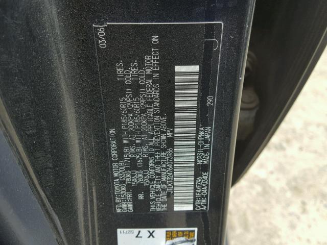 JTLKT324764073986 - 2006 TOYOTA SCION XB CHARCOAL photo 10