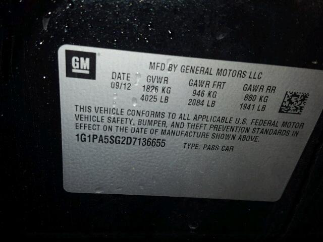 1G1PA5SG2D7136655 - 2013 CHEVROLET CRUZE LS BLACK photo 10