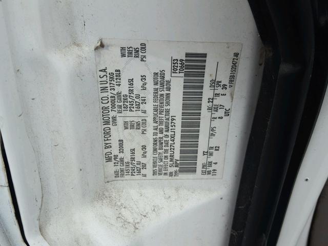 5LMRU27L4XLJ15791 - 1999 LINCOLN NAVIGATOR თეთრი ფოტო 10