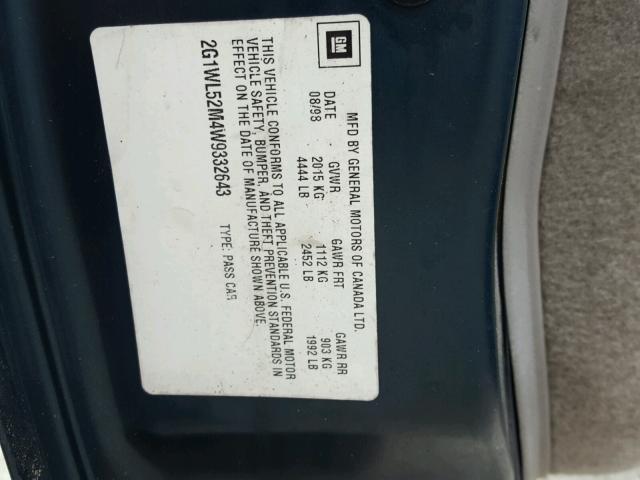 2G1WL52M4W9332643 - 1998 CHEVROLET LUMINA BAS მწვანე ფოტო 10