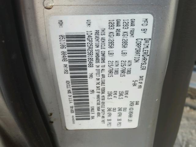 1D4GP25R25B185468 - 2005 DODGE CARAVAN SE SILVER photo 10