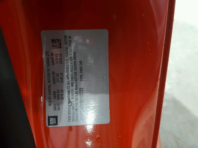 2G1FA1ED5B9181722 - 2011 CHEVROLET CAMARO LS ORANGE photo 10