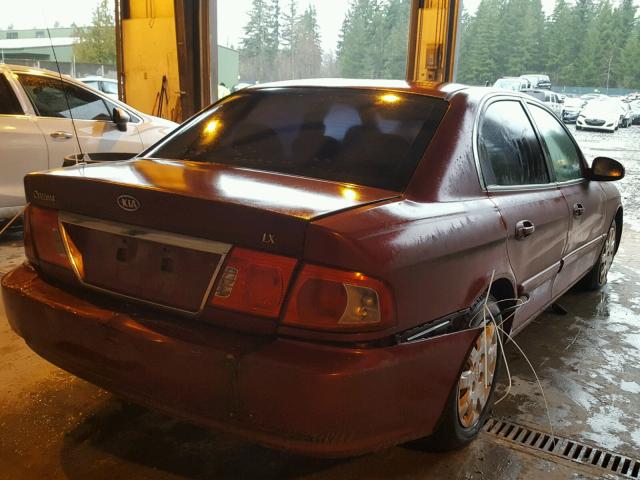 KNAGD126245343800 - 2004 KIA OPTIMA LX MAROON photo 4