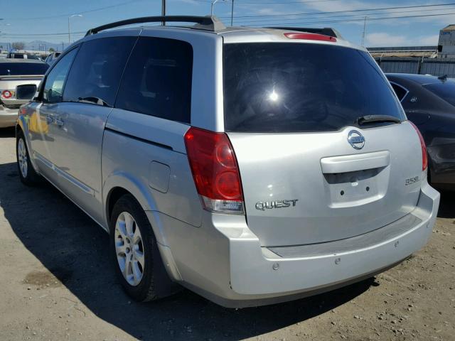 5N1BV28U76N112959 - 2006 NISSAN QUEST S SILVER photo 3