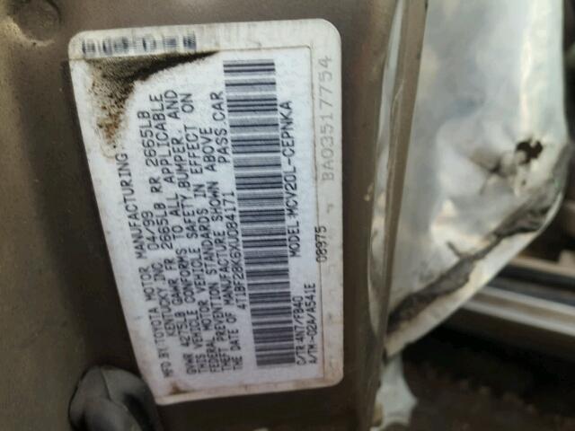 4T1BF28K6XU084171 - 1999 TOYOTA CAMRY LE ბეჟი ფოტო 9