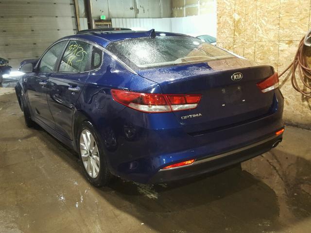 5XXGT4L31GG046271 - 2016 KIA OPTIMA LX BLUE photo 3