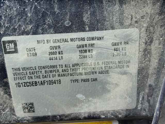 1G1ZC5EB1AF109418 - 2010 CHEVROLET MALIBU 1LT 蓝色 照片 10