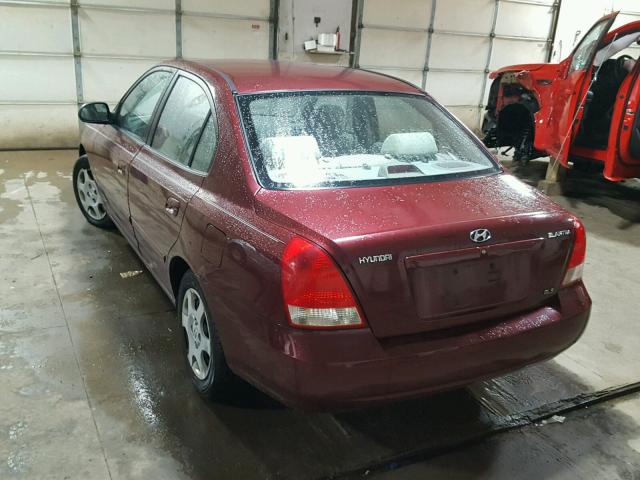 KMHDN45D01U144028 - 2001 HYUNDAI ELANTRA GL MAROON photo 3