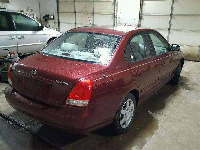 KMHDN45D01U144028 - 2001 HYUNDAI ELANTRA GL MAROON photo 4