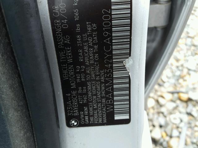 WBAAM3342YCA91002 - 2000 BMW 323 I SILVER photo 10