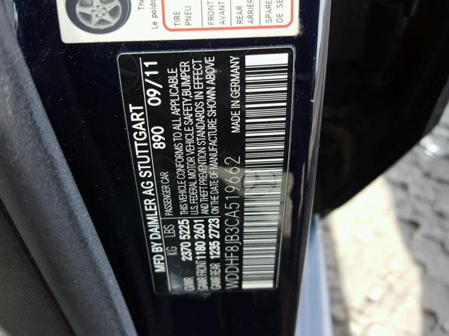 WDDHF8JB3CA519662 - 2012 MERCEDES-BENZ E 350 4MAT BLUE photo 10