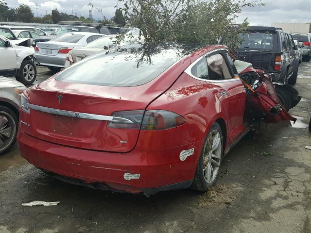 5YJSA1CN5DFP27905 - 2013 TESLA MODEL S 红色 照片 4