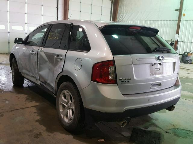 2FMDK3JC0CBA68867 - 2012 FORD EDGE SEL SILVER photo 3