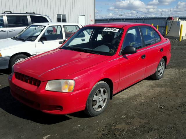 KMHCG45C22U397978 - 2002 HYUNDAI ACCENT GL RED photo 2