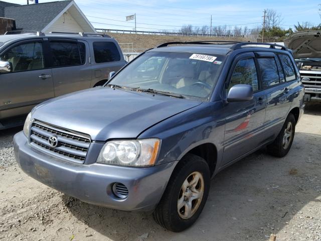 JTEGD21A530049409 - 2003 TOYOTA HIGHLANDER BLUE photo 2