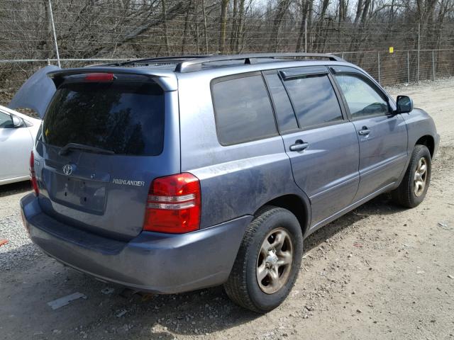 JTEGD21A530049409 - 2003 TOYOTA HIGHLANDER BLUE photo 4