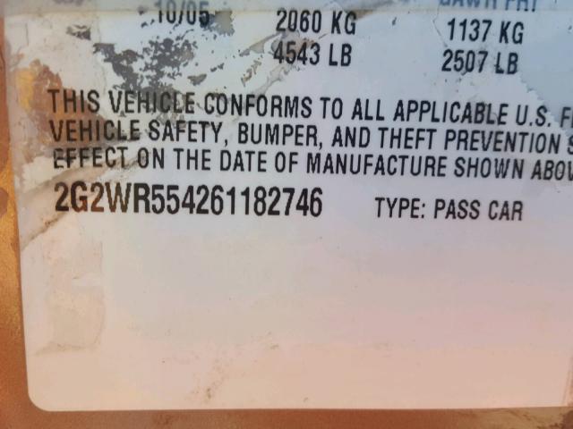 2G2WR554261182746 - 2006 PONTIAC GRAND PRIX ყავისფერი ფოტო 10