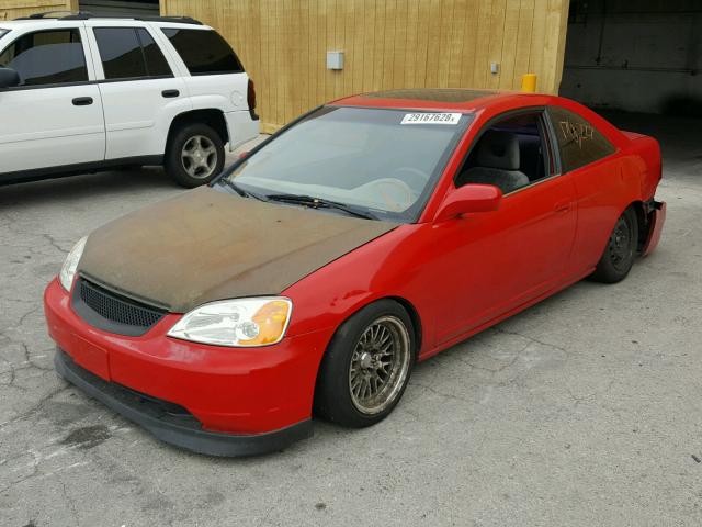 1HGEM229X2L039344 - 2002 HONDA CIVIC EX RED photo 2