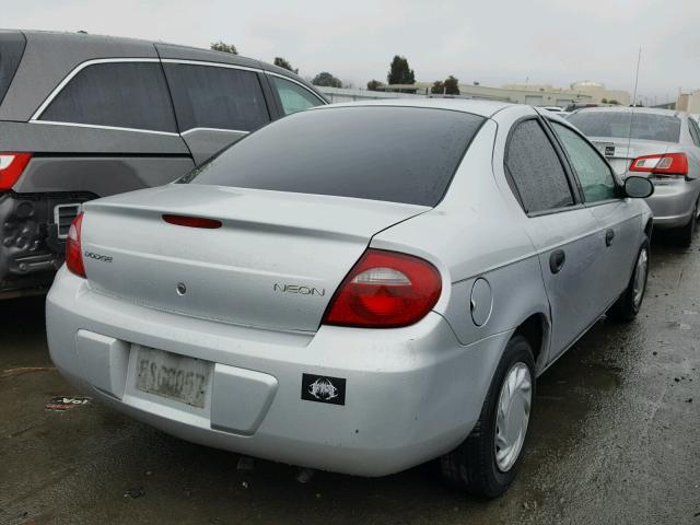 1B3ES26CX5D238288 - 2005 DODGE NEON BASE SILVER photo 4