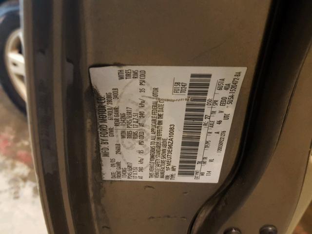 1FMEU73E96ZA10083 - 2006 FORD EXPLORER X GRAY photo 10