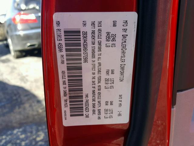 2B3KA43G06H372806 - 2006 DODGE CHARGER SE RED photo 10