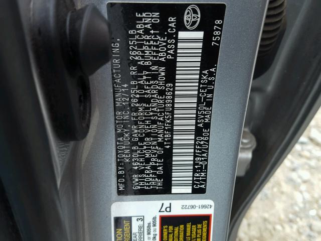 4T1BF1FK5FU898629 - 2015 TOYOTA CAMRY LE SILVER photo 10