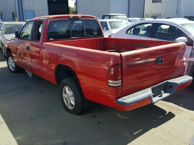 1B7GL23X2VS111459 - 1997 DODGE DAKOTA RED photo 3