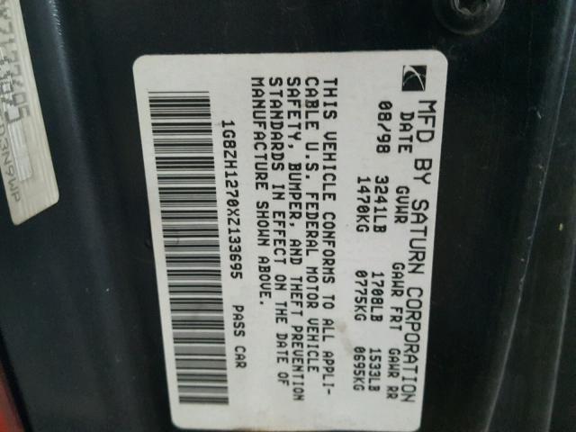 1G8ZH1270XZ133695 - 1999 SATURN SC2 RED photo 10