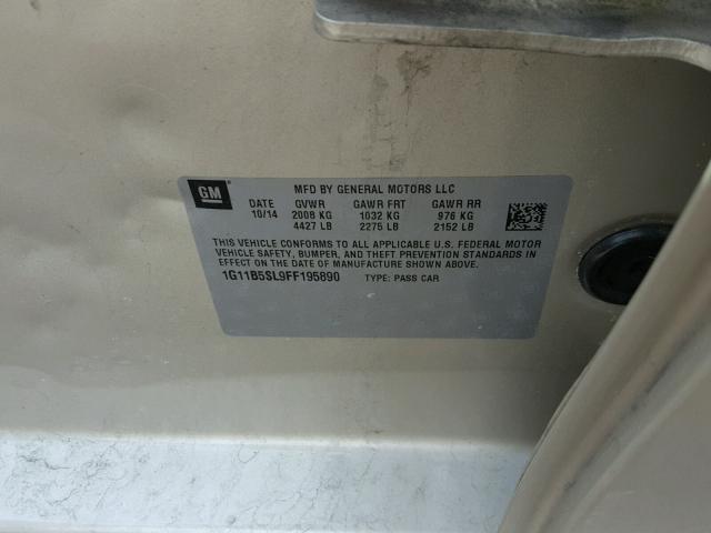 1G11B5SL9FF195890 - 2015 CHEVROLET MALIBU LS Qəhvəyi foto 10