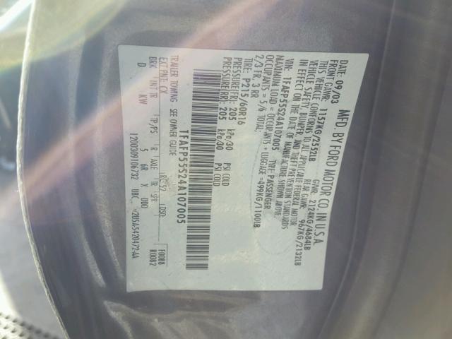 1FAFP55S24A107005 - 2004 FORD TAURUS SES GRAY photo 10