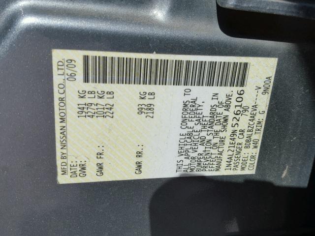 1N4AL21E49N526106 - 2009 NISSAN ALTIMA 2.5 GRAY photo 10