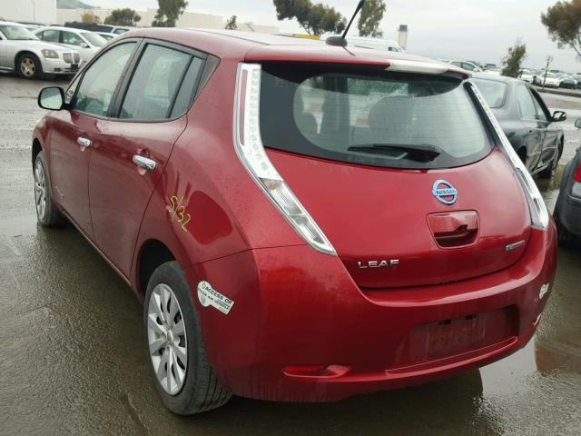 1N4AZ0CP5DC419183 - 2013 NISSAN LEAF S RED photo 3