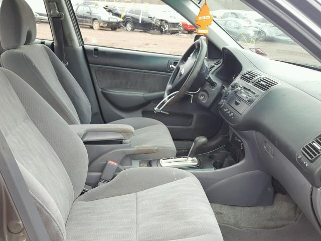 2HGES16544H543489 - 2004 HONDA CIVIC LX GRAY photo 5