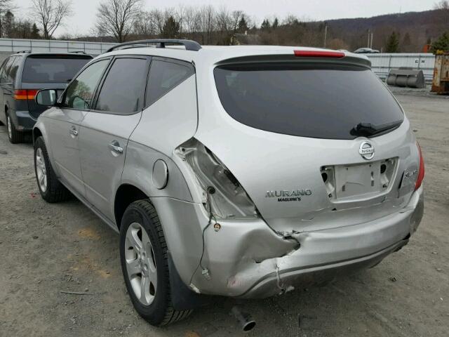 JN8AZ08W54W318805 - 2004 NISSAN MURANO SL SILVER photo 3