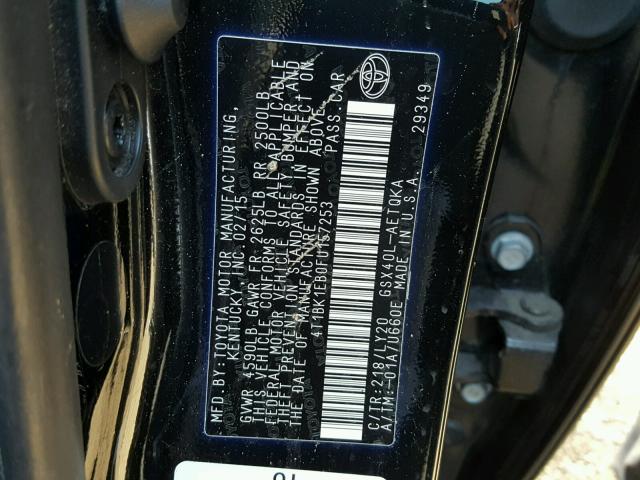 4T1BK1EB0FU157253 - 2015 TOYOTA AVALON XLE 黑色 照片 10