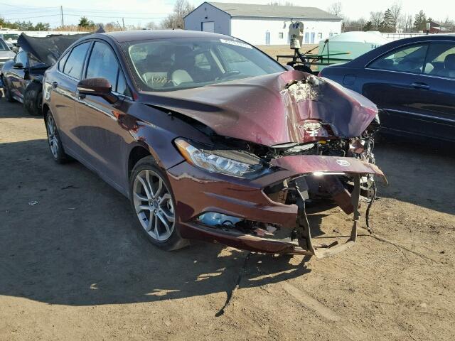 3FA6P0T90HR177956 - 2017 FORD FUSION SE MAROON photo 1