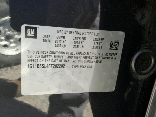 1G11B5SL4FF202292 - 2015 CHEVROLET MALIBU LS 石墨色 照片 10