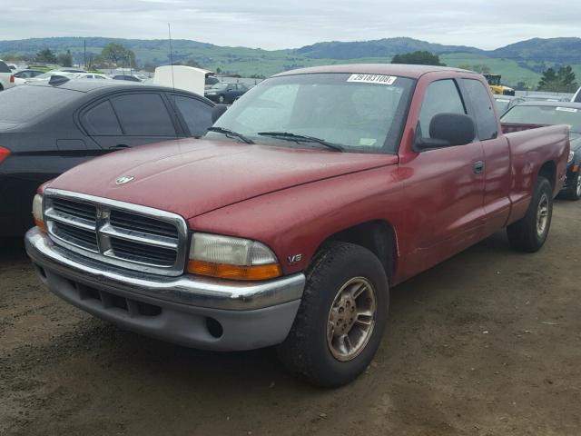 1B7GL22XXWS694222 - 1998 DODGE DAKOTA BURGUNDY photo 2