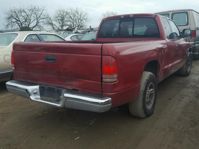 1B7GL22XXWS694222 - 1998 DODGE DAKOTA BURGUNDY photo 4