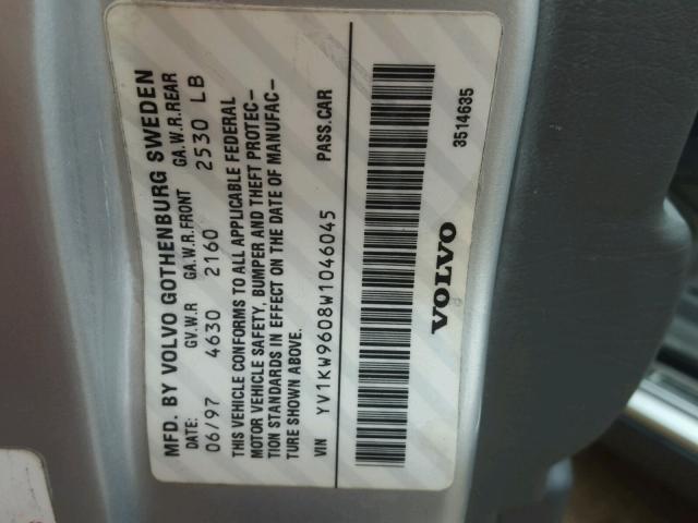 YV1KW9608W1046045 - 1998 VOLVO V90 Серебристый фото 10