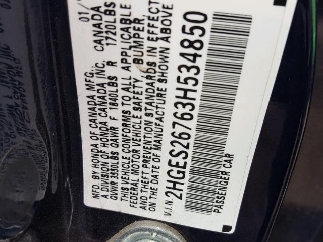 2HGES26763H534850 - 2003 HONDA CIVIC EX BLUE photo 10