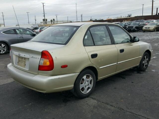 KMHCG45C01U182257 - 2001 HYUNDAI ACCENT GL GOLD photo 4