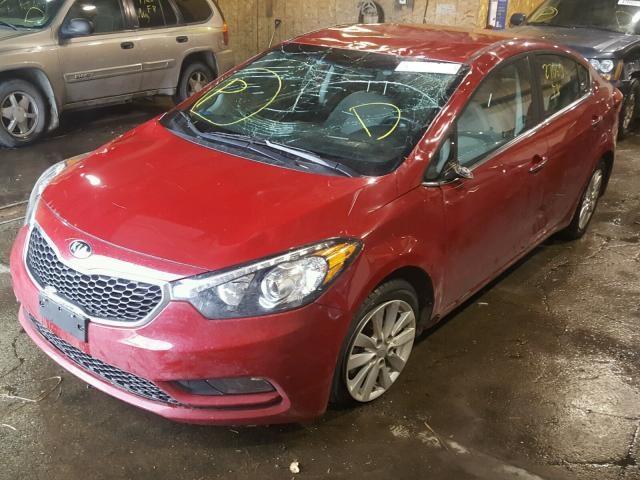 KNAFX4A80E5119580 - 2014 KIA FORTE EX RED photo 2