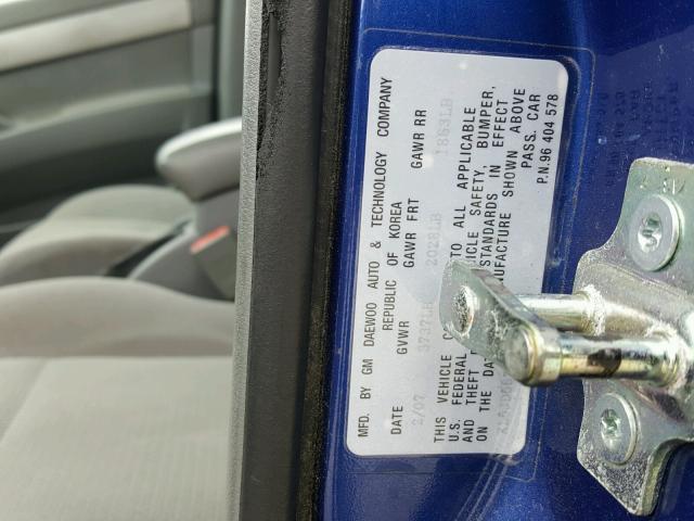 KL5JD56Z47K636338 - 2007 SUZUKI FORENZA BA BLUE photo 10